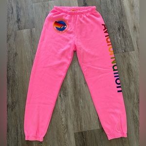 AV Nation Venice Neon Pink Logo Sweatpants